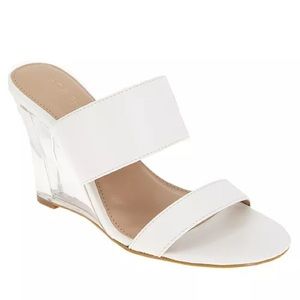 BCBGeneratoon Walina White Clear Double Strap Wedges